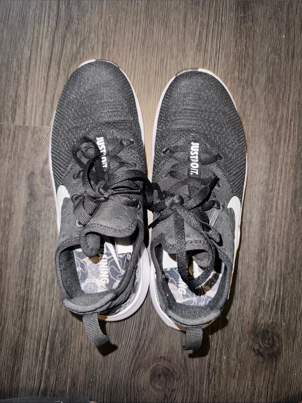 Nike Black and White Floral Swoosh Sneakers